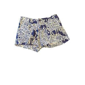 Lilly Pulitzer Womens Callahan Zebra Print Cotton‎ Shorts Size 4 Blue & White
